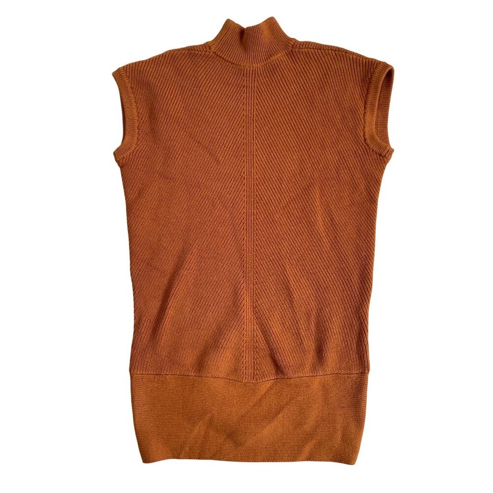 Anthropologie Women's Medium Mock Neck Sleeveless Ribbed Knit Sweater Mini Dress - Picture 9 of 9